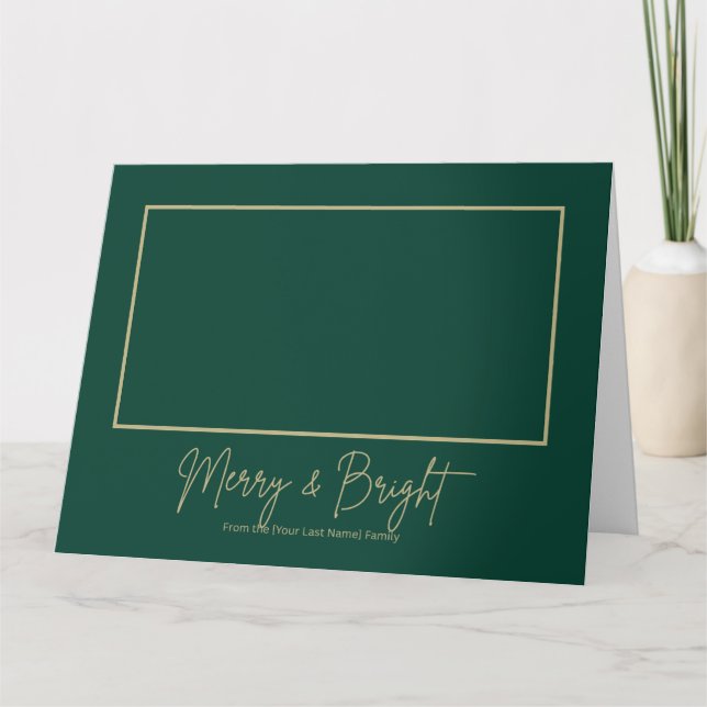 Tarjeta Merry & Bright Elegant Green GFolded Greeting Card (Anverso)