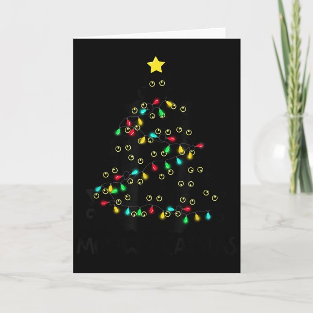 Tarjeta Merry Catmas Cat Christmas Tree Kids Girls Boys Me (Anverso)