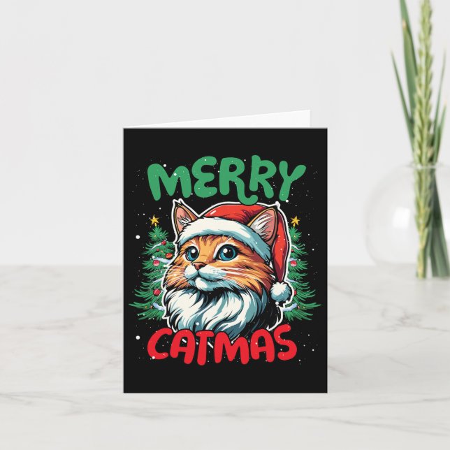 Tarjeta Merry Catmas Funny Navidades Duck Lover (Anverso)