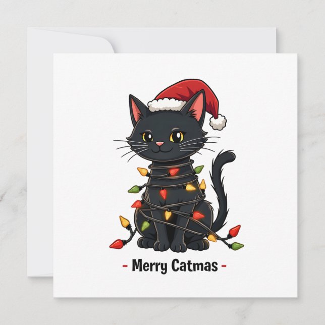 Tarjeta Merry Catmas Navidades divertidos felinos (Anverso)