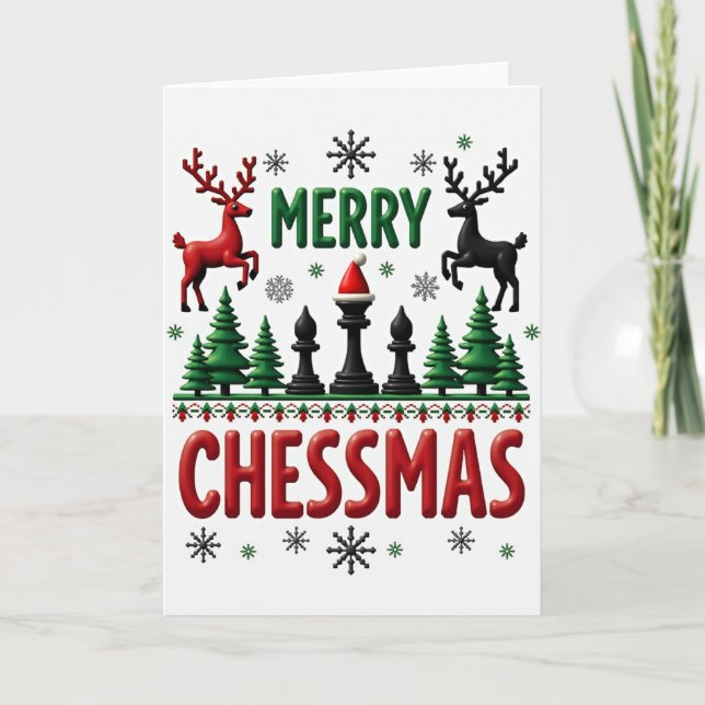 Tarjeta Merry Chessmas Card Chess Player Gift (Anverso)