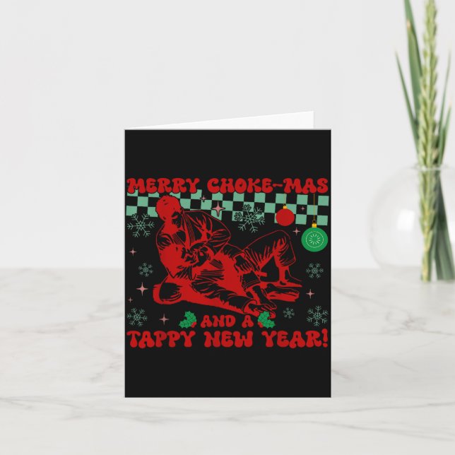 Tarjeta Merry Choke-mas And A Tappy New Year Retro Funny J (Anverso)