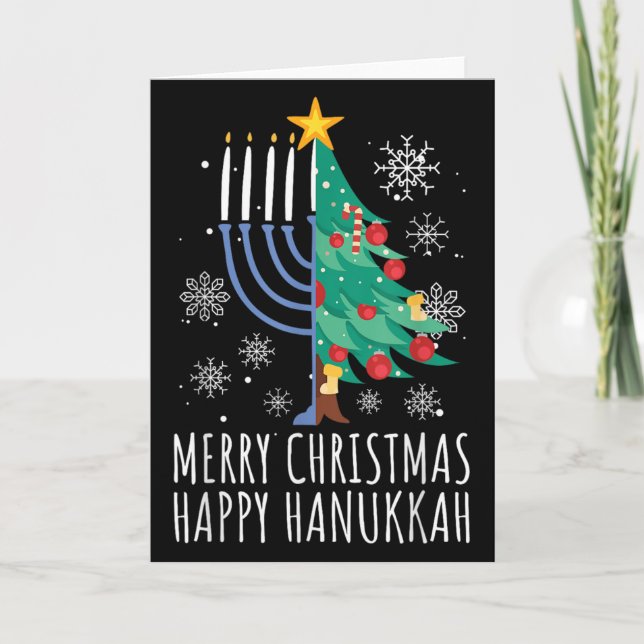 Tarjeta Merry Chrismukkah Happy Christmas Hanukkah  (Anverso)