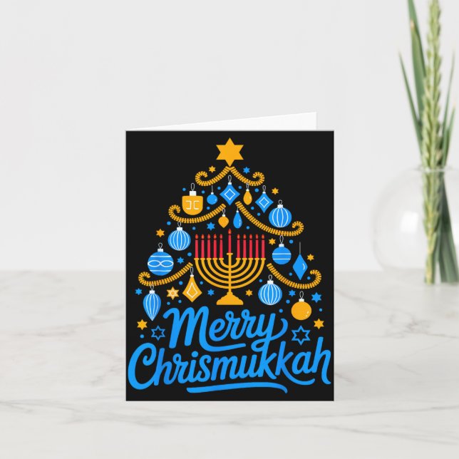 Tarjeta Merry Chrismukkah Holiday Hanukkah Family Matching (Anverso)