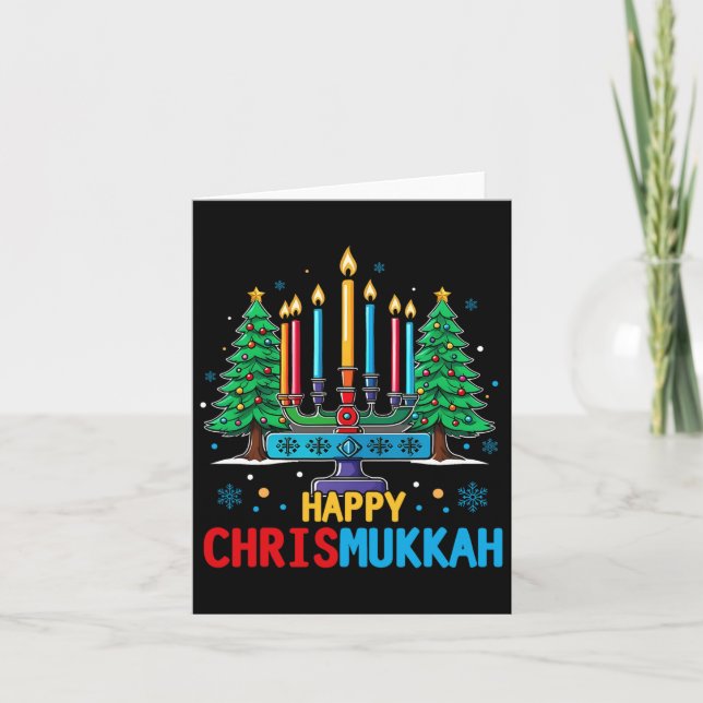 Tarjeta Merry Chrismukkah Navidades felices Hanukkah 3 (Anverso)