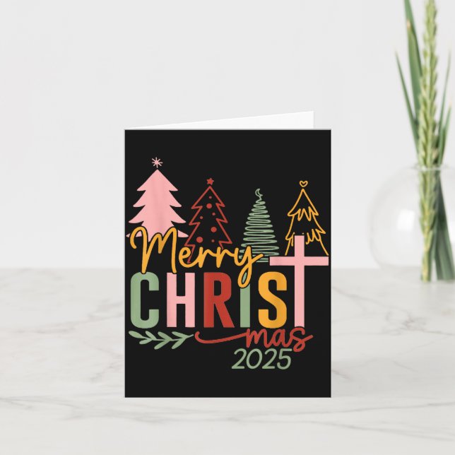 Tarjeta Merry Christ Mas Christian Christmas 2025 Family P (Anverso)