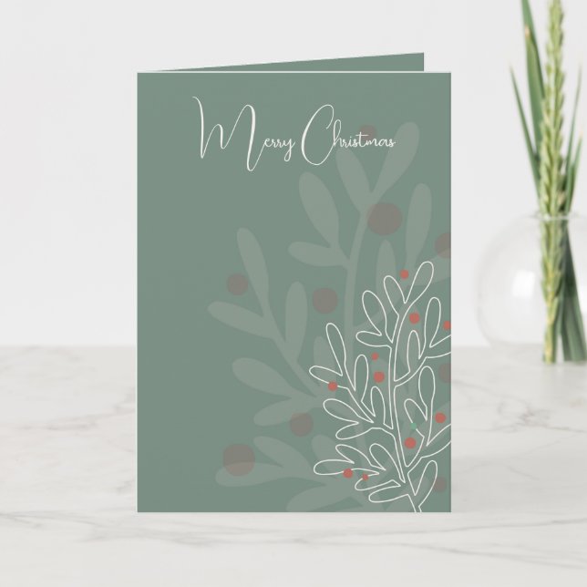 Tarjeta Merry Christmas abstract floral mistletoe (Anverso)