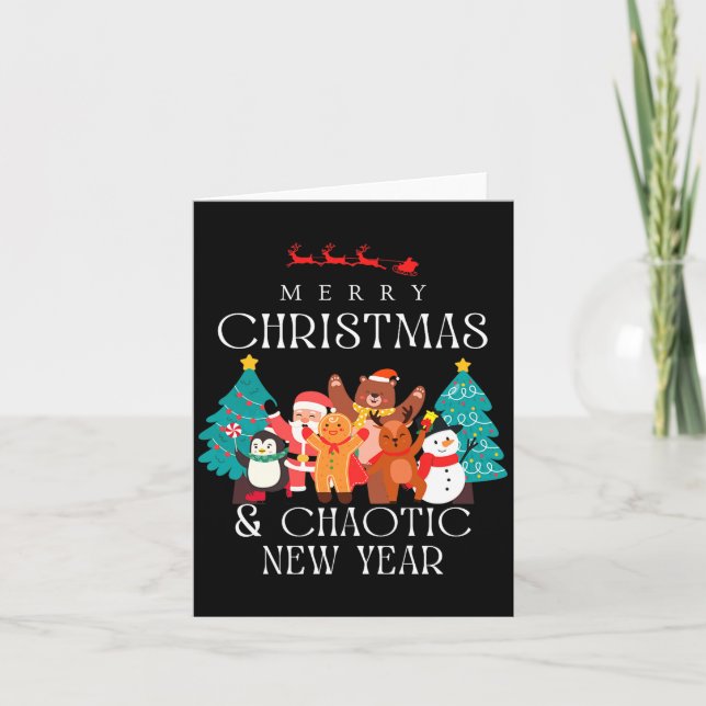 Tarjeta Merry Christmas And Chaotic New Year Funny Sarcast (Anverso)