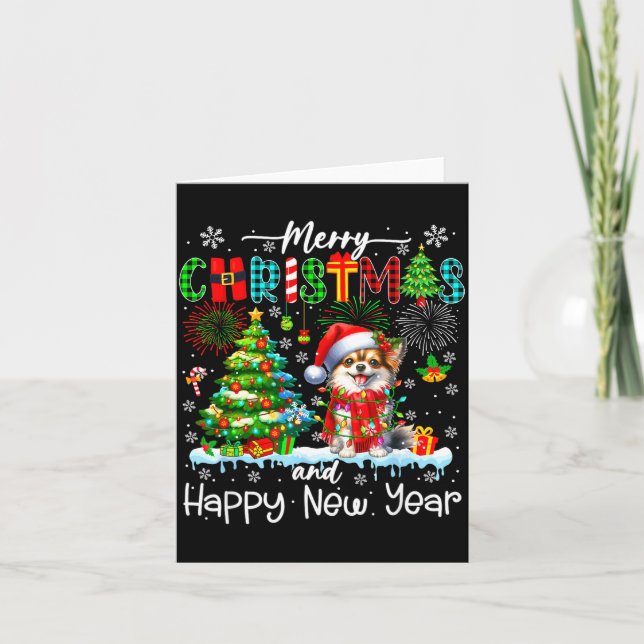 Tarjeta Merry Christmas And Happy New Year Santa Chihuahua (Anverso)