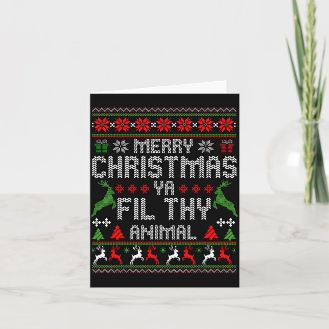Tarjeta Merry Christmas Animal Filthy Ya Xmas Pajama Chris (Anverso)