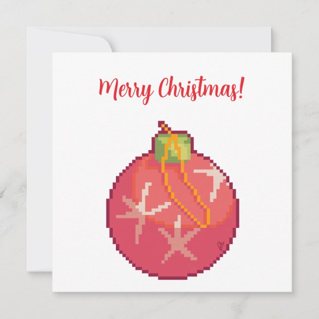 Tarjeta Merry Christmas Ball, Pixelart, Pixel Art  (Anverso)