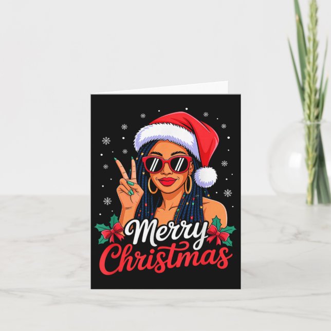 Tarjeta Merry Christmas Black African Girl American Melani (Anverso)
