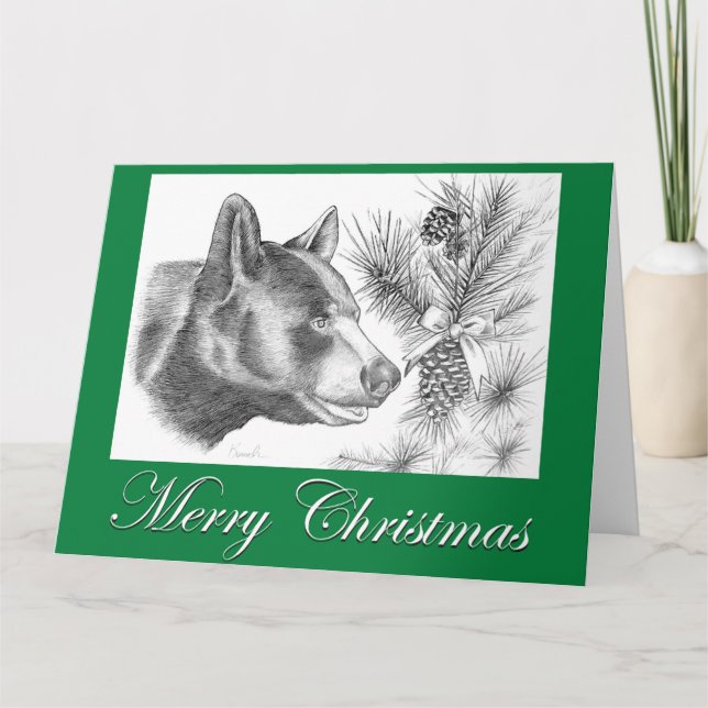 Tarjeta Merry Christmas Black Bear (Anverso)
