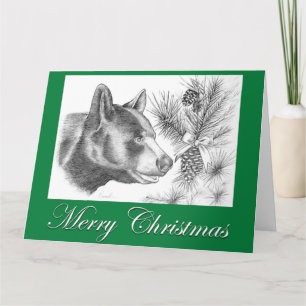 Tarjeta Merry Christmas Black Bear