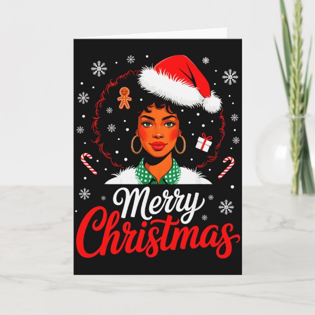 Tarjeta Merry Christmas Black Women African American Xmas  (Anverso)