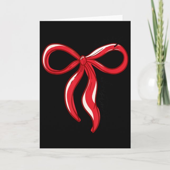 Tarjeta Merry Christmas Bow Red Santa Xmas Coquette Aesthe (Anverso)