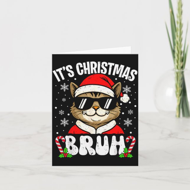 Tarjeta Merry Christmas Bruh Funny Cat Kitten Xmas Men Boy (Anverso)