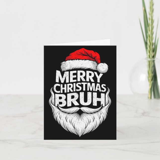 Tarjeta Merry Christmas Bruh Funny Santa Claus Family Xmas (Anverso)