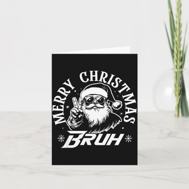 Tarjeta Merry Christmas Bruh Funny Santa Claus Retro Men W (Anverso)