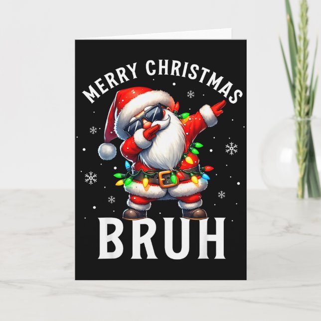 Tarjeta Merry Christmas Bruh Funny Santa Claus Retro Men W (Anverso)