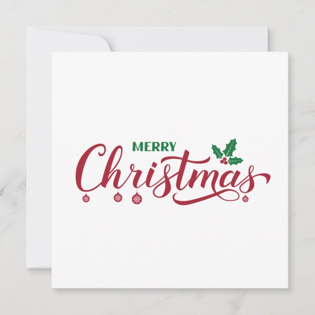 Tarjeta Merry Christmas calligraphy hand Letters (Anverso)