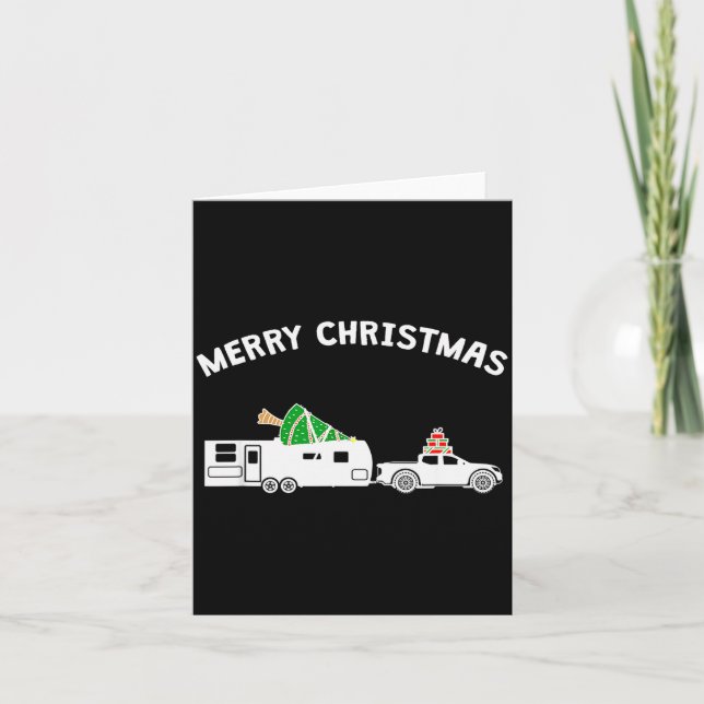 Tarjeta Merry Christmas - Caravan Camper Rv Trailer Christ (Anverso)