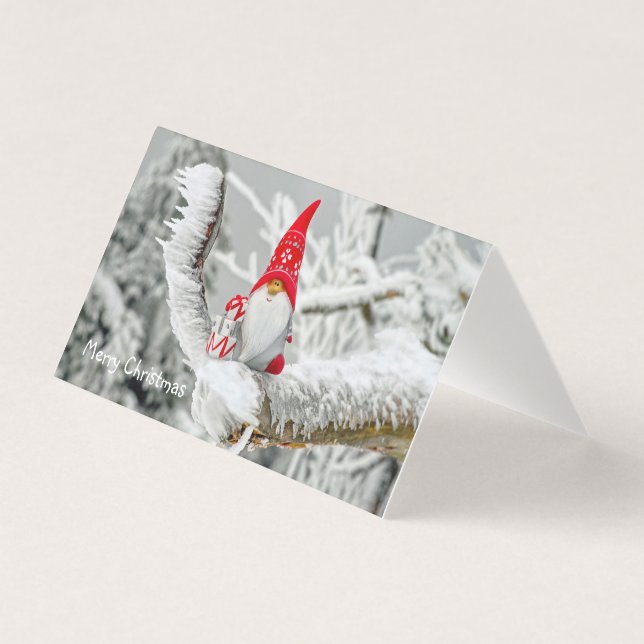 Tarjeta Merry Christmas Card Gnome Red Gorra (Anverso)