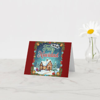 Tarjeta Merry Christmas Card – Snowy Cottage Winter Scene