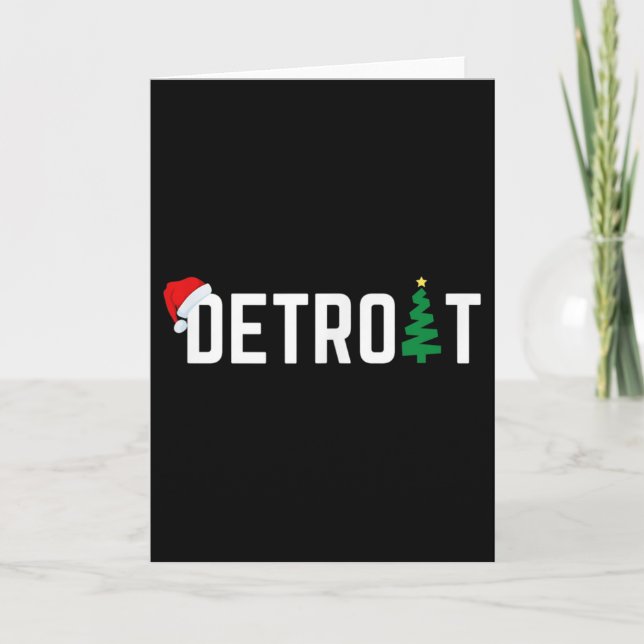 Tarjeta Merry Christmas Detroit Happy Holidays Michigan Sa (Anverso)