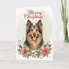 Tarjeta Merry Christmas Dog Festive Holiday Greeting Card