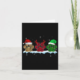 Tarjeta Merry Christmas Dog Paws Santa Hat Lights Leopardo