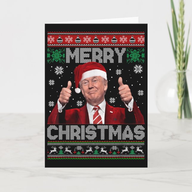 Tarjeta Merry Christmas Donald Trump Santa Family Xmas Ugl (Anverso)