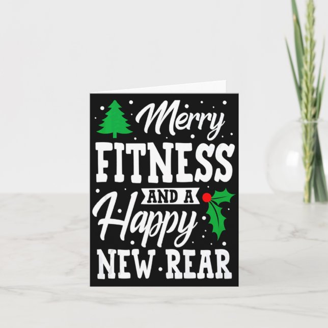 Tarjeta Merry Christmas Fitness Happy New Rear Workout Xma (Anverso)