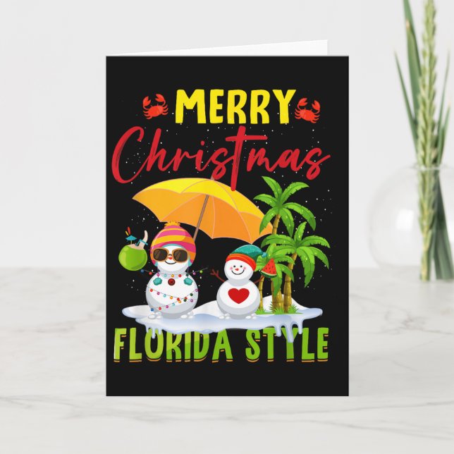 Tarjeta Merry Christmas Florida Style Snowman Summer Vacat (Anverso)