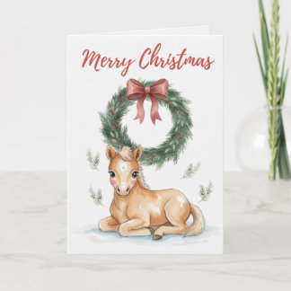 Tarjeta Merry Christmas Foal Card Cute Horse Lover