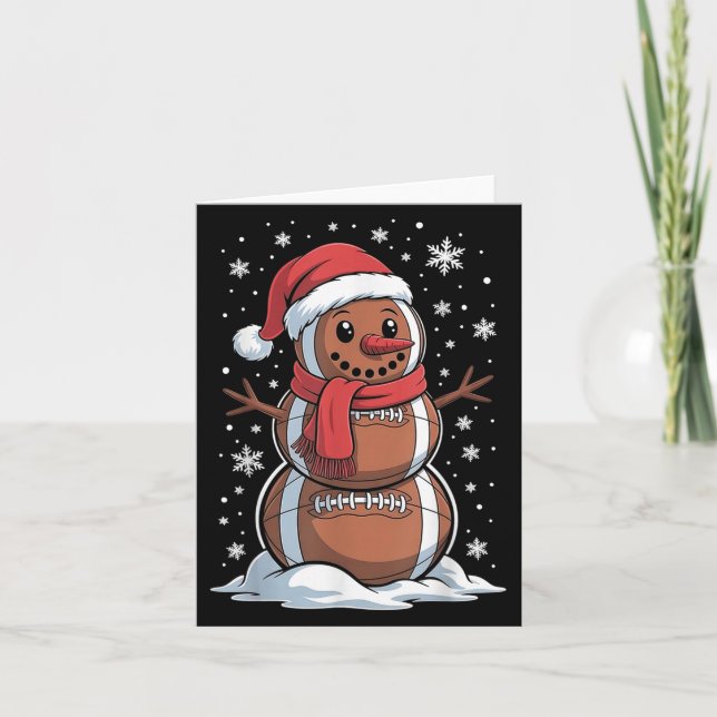 Tarjeta Merry Christmas Football Snowman Holiday Srts Xmas (Anverso)