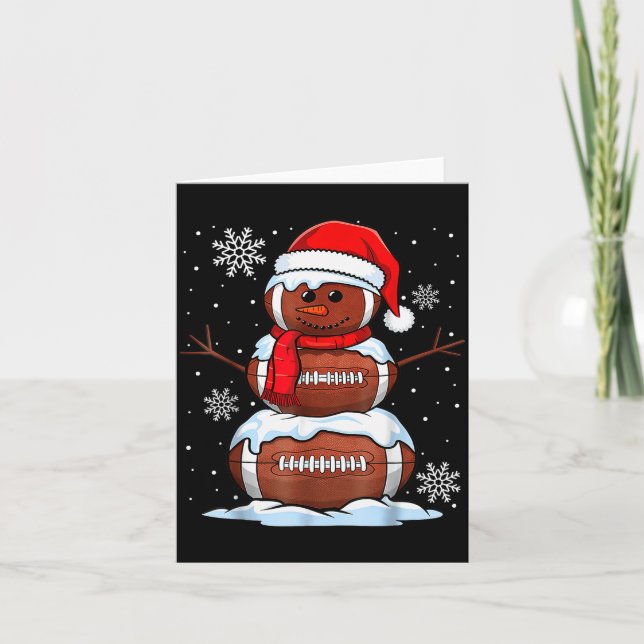 Tarjeta Merry Christmas Football Snowman Holiday Srts Xmas (Anverso)