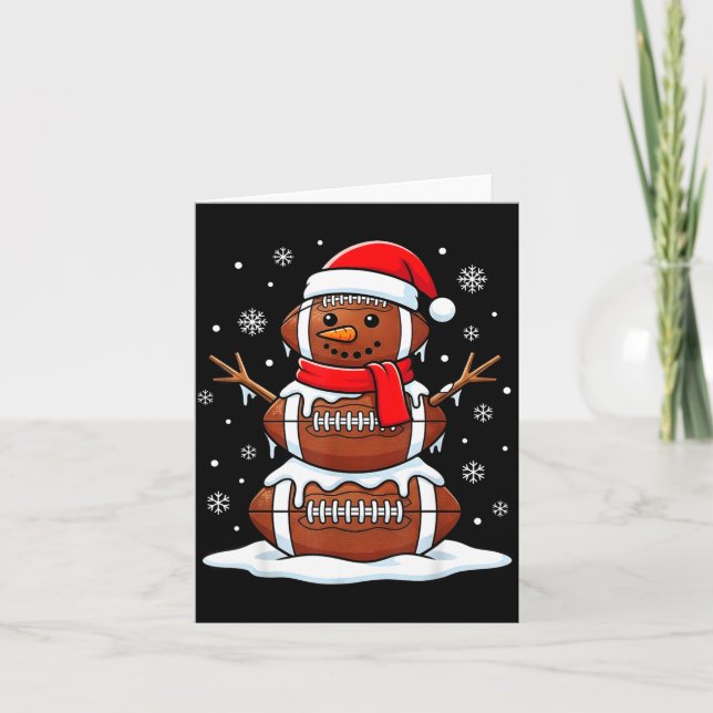 Tarjeta Merry Christmas Football Snowman Holiday Srts Xmas (Anverso)