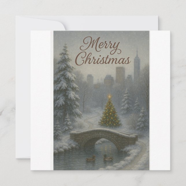 Tarjeta Merry Christmas from Central Park – Elegant Winter (Anverso)