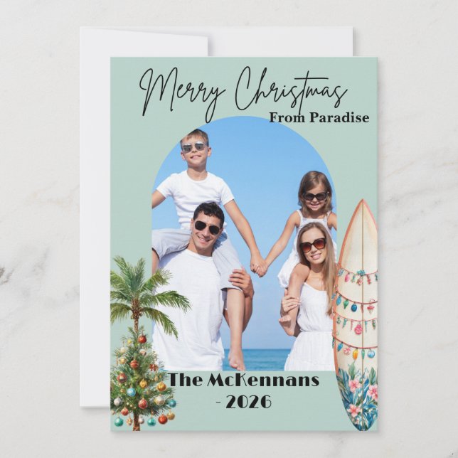Tarjeta Merry Christmas from Paradise Photo Christmas Card (Anverso)
