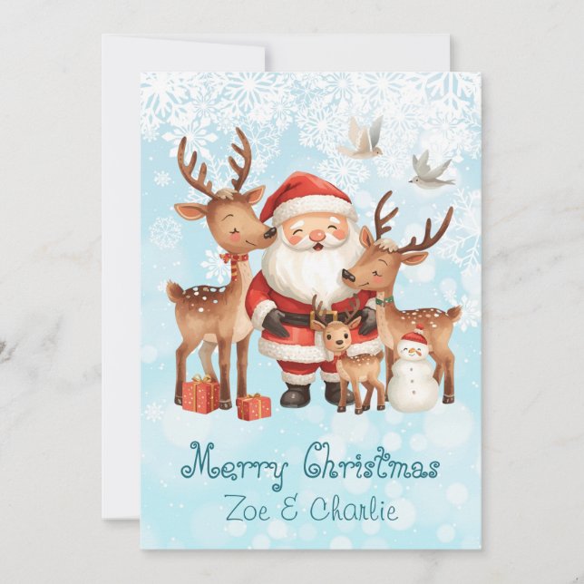 Tarjeta Merry Christmas from Santa Flat Christmas Card (Anverso)