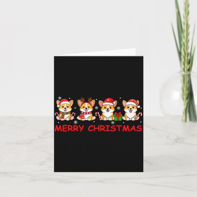 Tarjeta Merry Christmas Funny Corgi Xmas Cute Dogs Lovers  (Anverso)
