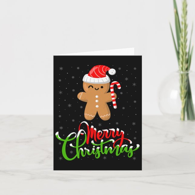 Tarjeta Merry Christmas Funny Gingerbread Cookie Baking Ch (Anverso)