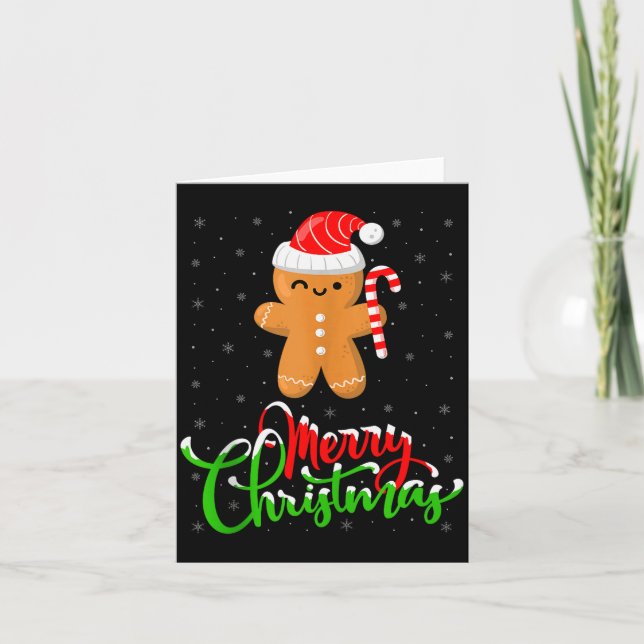 Tarjeta Merry Christmas Funny Gingerbread Cookie Baking Ch (Anverso)