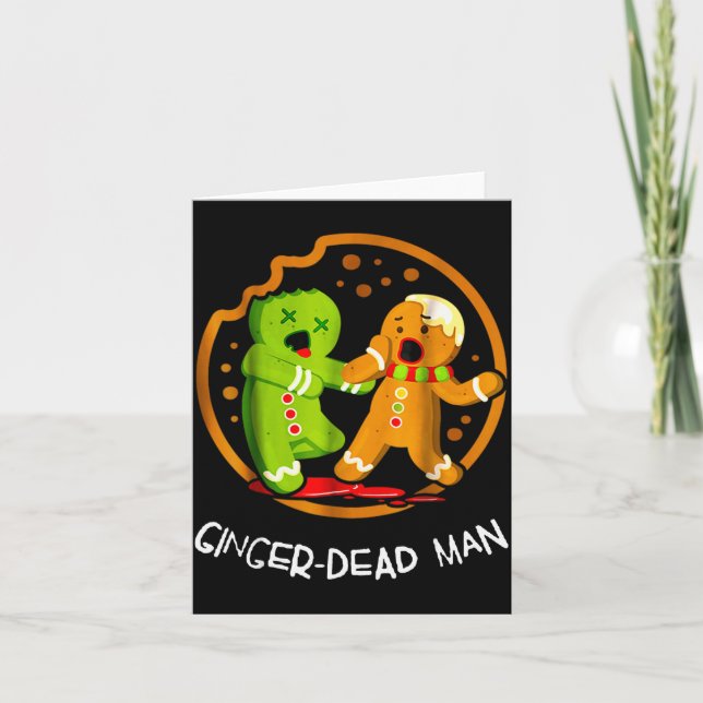 Tarjeta Merry Christmas Ginger-dead Man Cookie Zombie Xmas (Anverso)