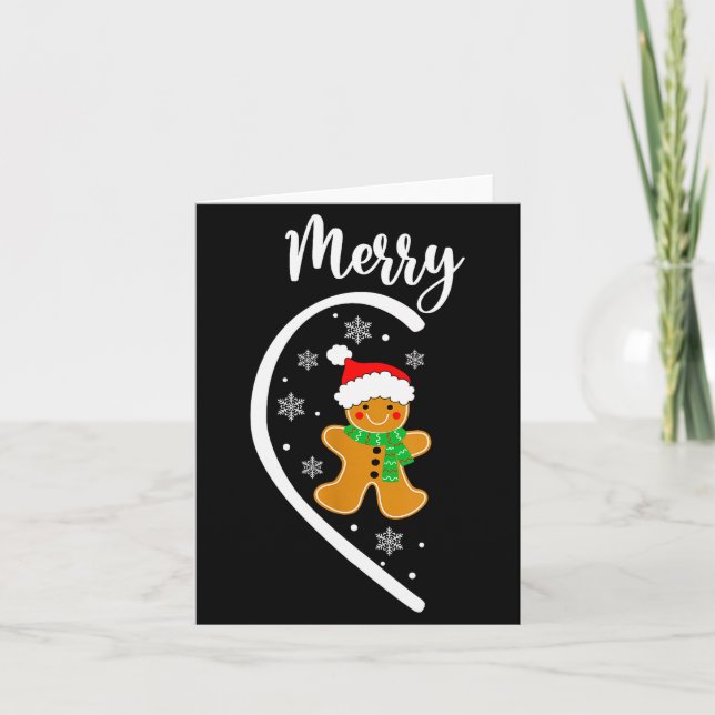 Tarjeta Merry Christmas Gingerbread Couple Christmas Pajam (Anverso)