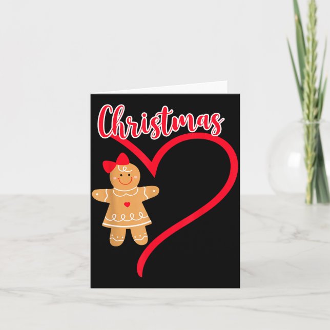 Tarjeta Merry Christmas Gingerbread Couple Christmas Pajam (Anverso)