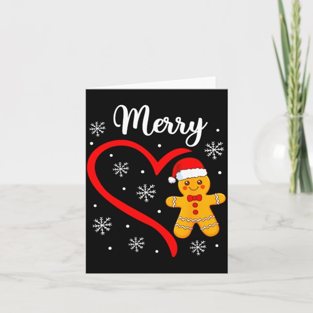 Tarjeta Merry Christmas Gingerbread Family Couples Xmas Pa (Anverso)