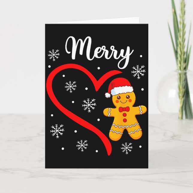 Tarjeta Merry Christmas Gingerbread Family Couples Xmas Pa (Anverso)