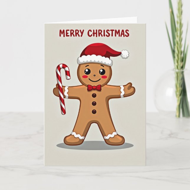Tarjeta Merry Christmas Gingerbread Man (Anverso)